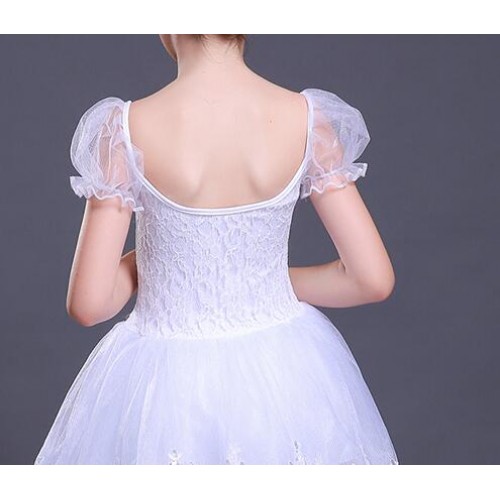 Girls children ballet dance dresses swan lake tutu skirt lace competition stage performance professional costumes